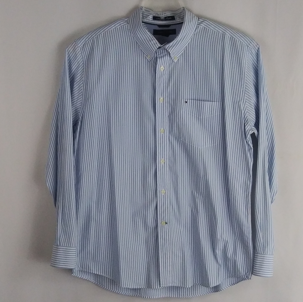 Tommy Hilfiger stripe button shirt men's size XL